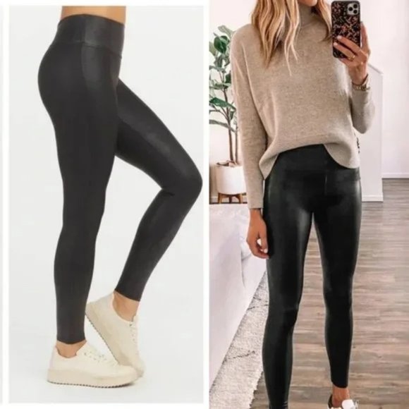 SPANX Pants - Spanx Faux Leather Leggings Black Size Medium NWOT